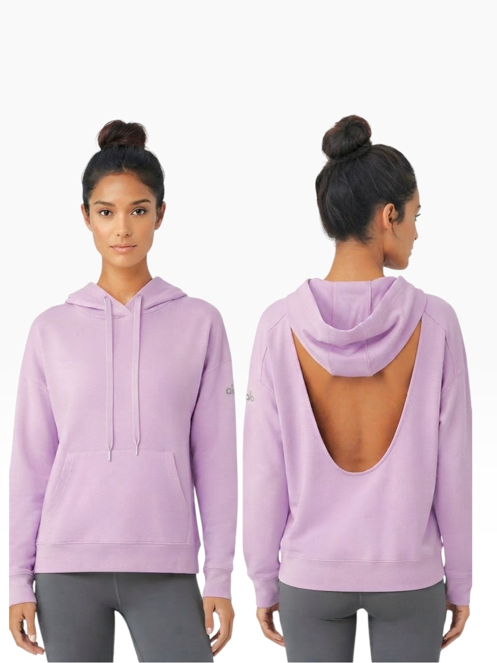 Alo Yoga Pink Lavender Open Back Hoodie Sweatshirt Size XS Activewear Athleisure - Picture 1 of 11